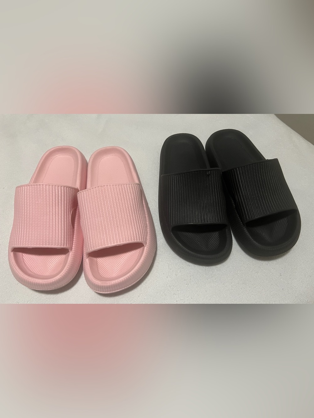 Two Cloudies Women's Slide Sandals - Pink and Black Comfortable  Slides